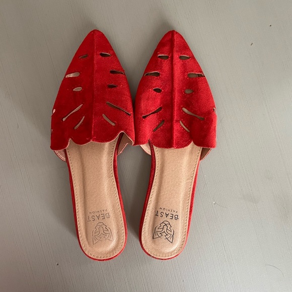 Beast Fashion Shoes - Red Mules